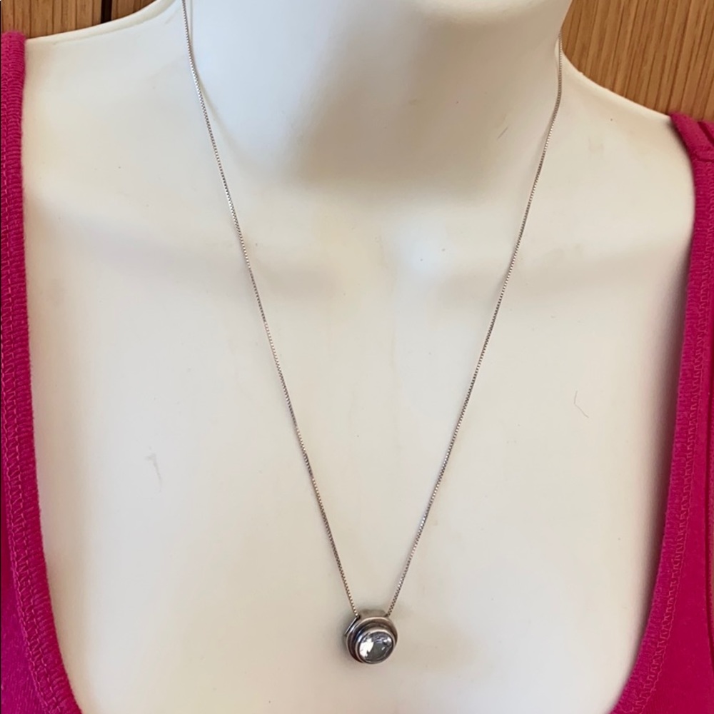 Vintage sterling silver Crystal pendant necklace
